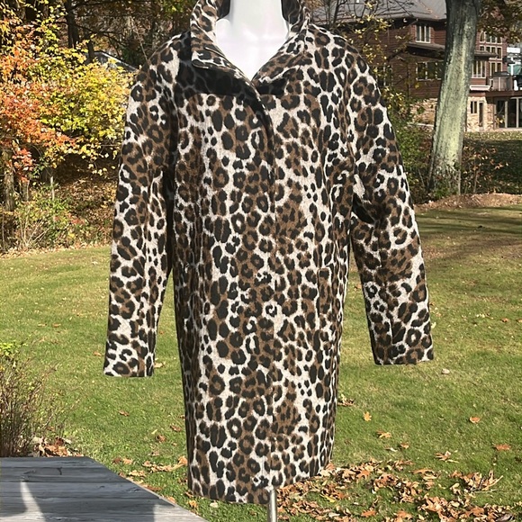 Ellen Tracy lovely leopard print wool blend 3/4 length coat 20W - Picture 2 of 12
